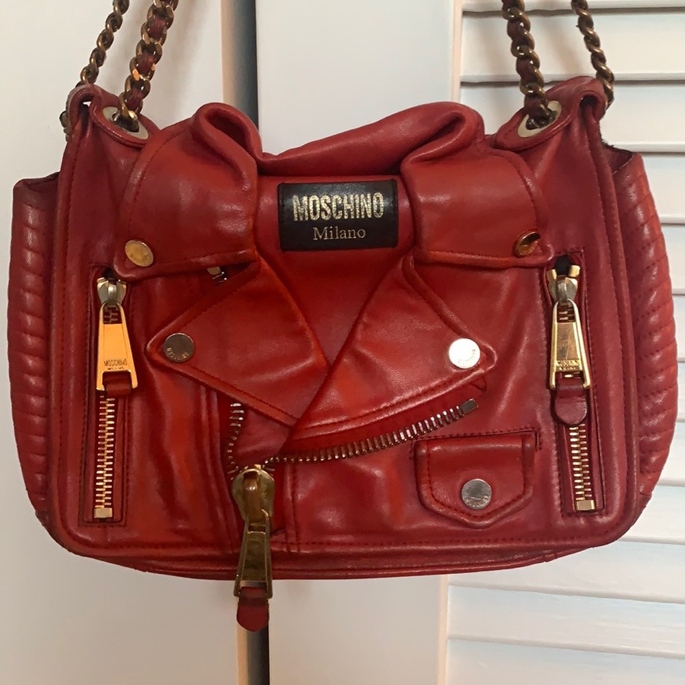 Moschino motorcycle leather jacket bag